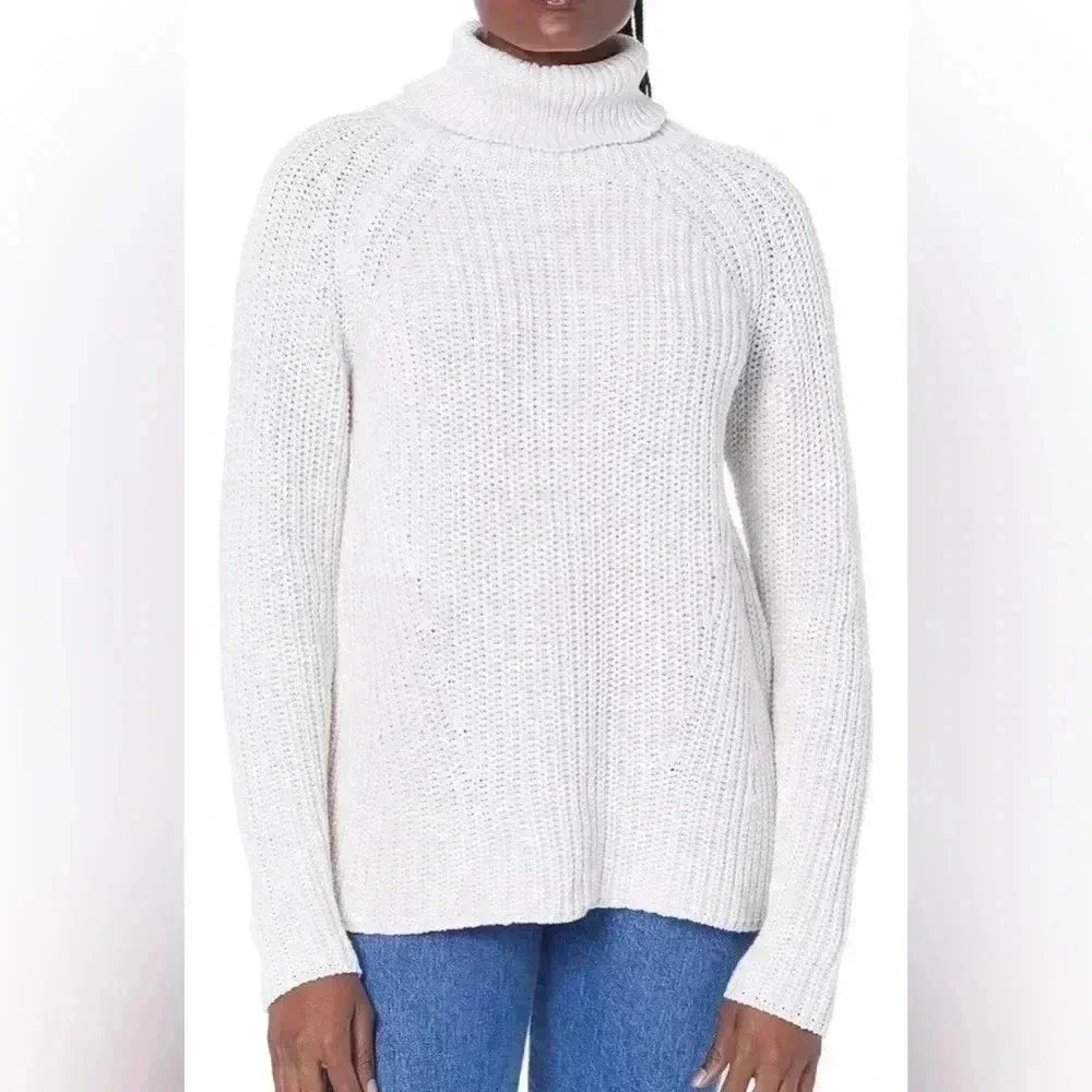 Goodthreads Women's Cotton Shaker Stitch Turtleneck Sweater Black Size XXL NNT